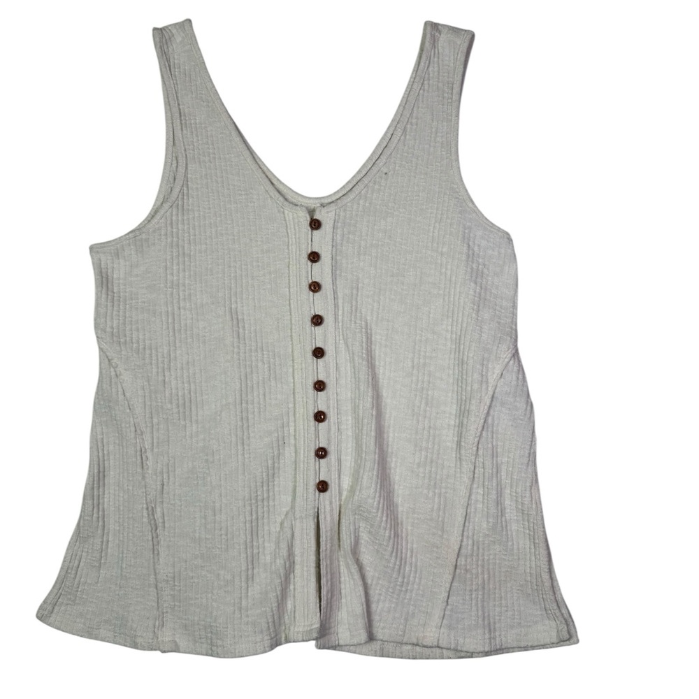 Cleo‎ + Wolf Ivory Textured Button Front Tank Top Size M